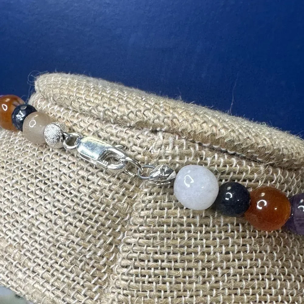 New Handcrafted Genuine Semi Precious Gemstone Necklace & Earrings 22”